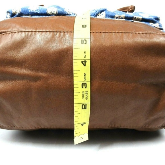 OWL Print Canvas Backpack Faux Leather Trim - Picture 7 of 8